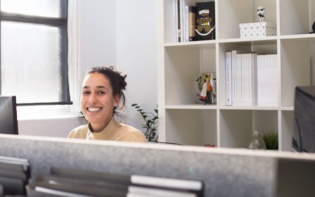 dental receptionist greets viewer